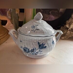 Vintage Mikasa Precious Blue Sheffield Sugar Bowl with Lid – Pattern D2502
